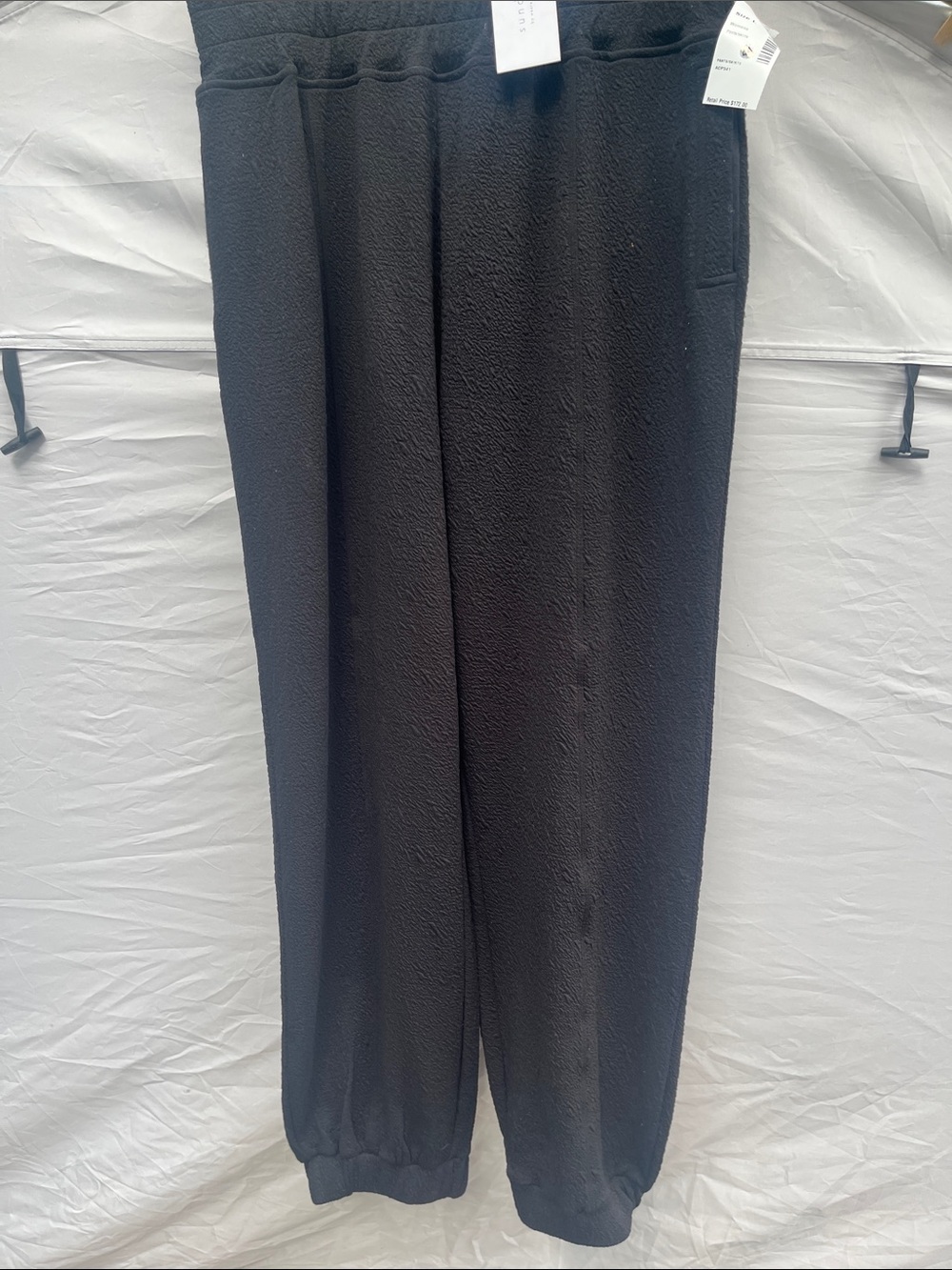 sundays Black Textured Joggers with Elastic Cuffs